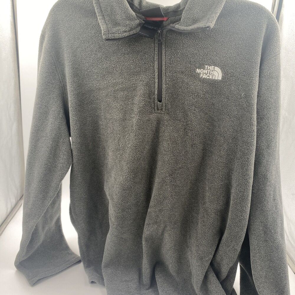 The North Face Polartec 1/4 Zip Fleece Jacket Mens L Gray Glacier Lightweight